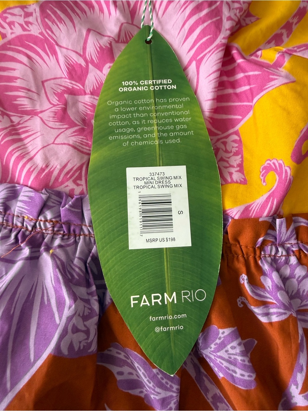 FARM Rio Tropical Swing Mix Mini Dress Tiered Ruffle Sleeves Size S NEW D90 - Picture 2 of 6